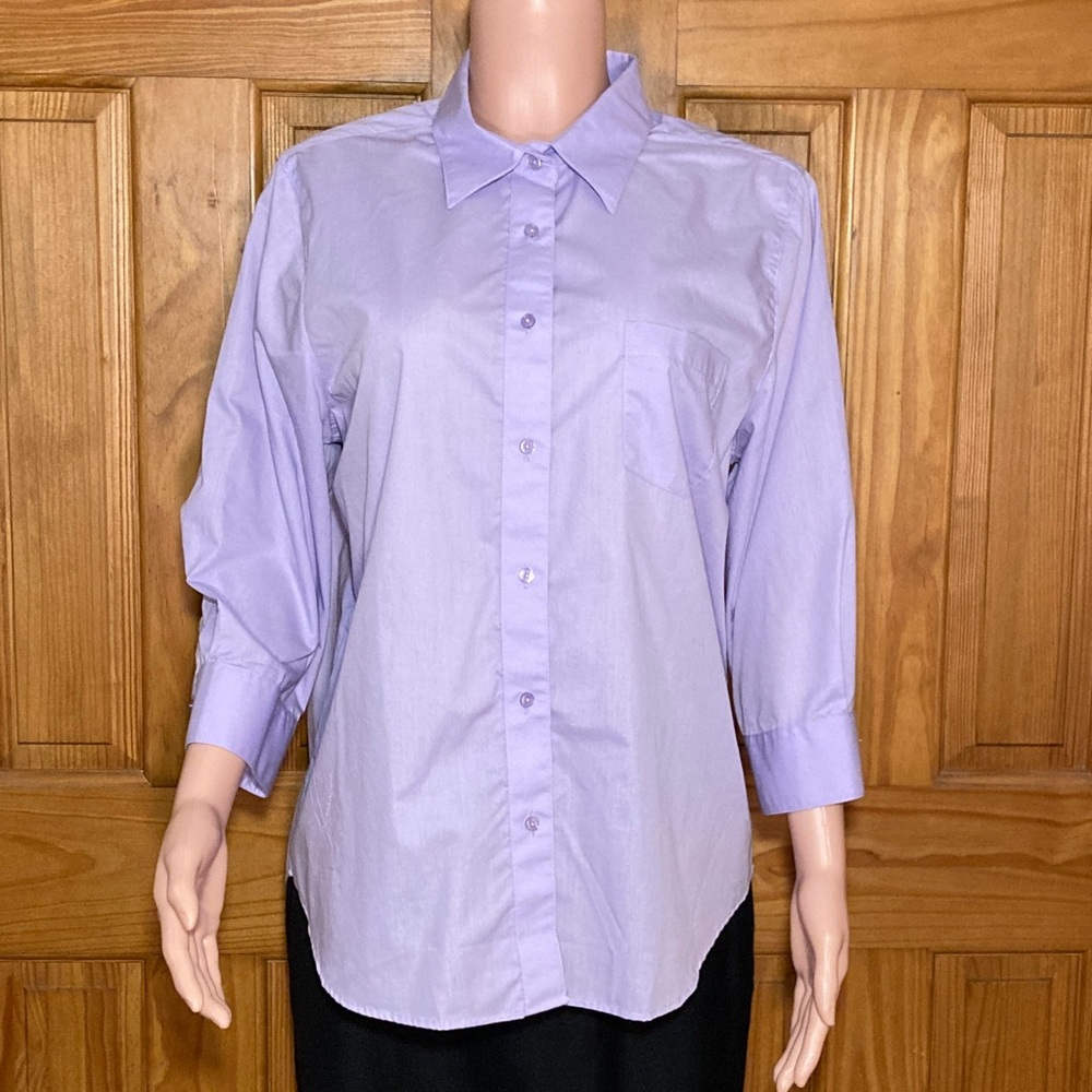 NWOT Bedford Fair Vintage 90s Top 3/4 Sleeve Blouse Purple Size L Large